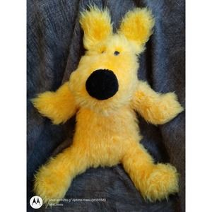 Yellow dog raggedy plush rare Liberty Toy 1999 bright fluffy stuffed puppy 24 in
